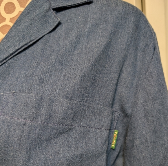 Vintage 80s western boho Midi Gene Ewing Wrinkled Denim Shirtdress 100% Cotton - Picture 6 of 10